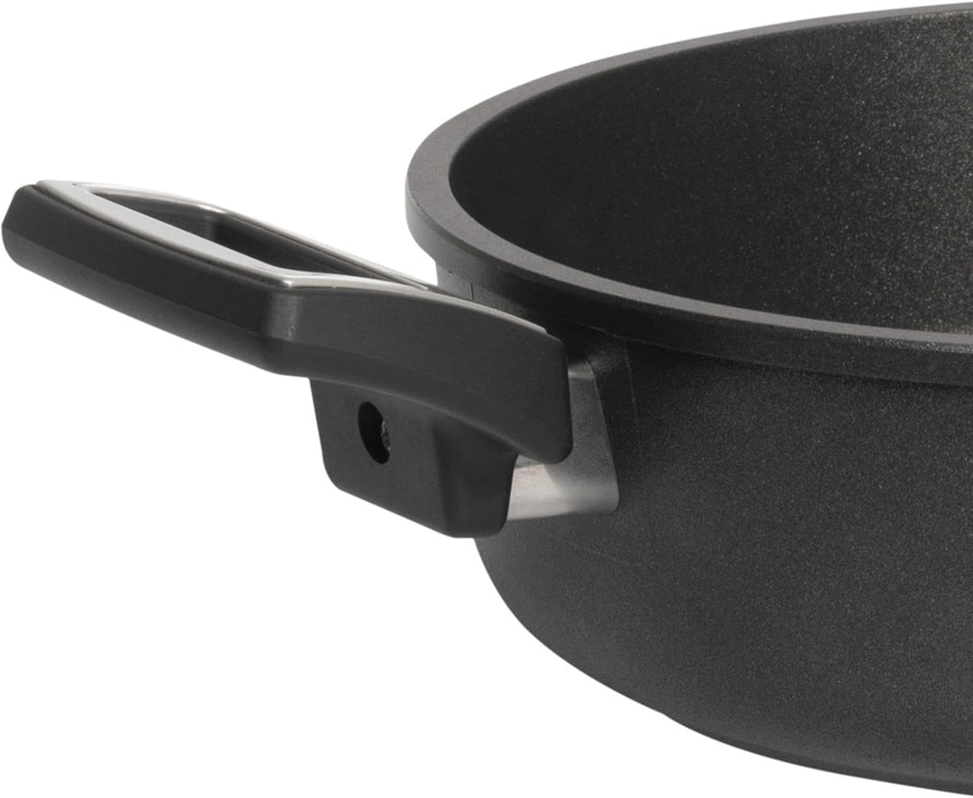 SKK kleiner Aluguss Schmortopf Ø 24 cm - induktionsgeeignet - hohe Antihaft Kasserolle beschichteter