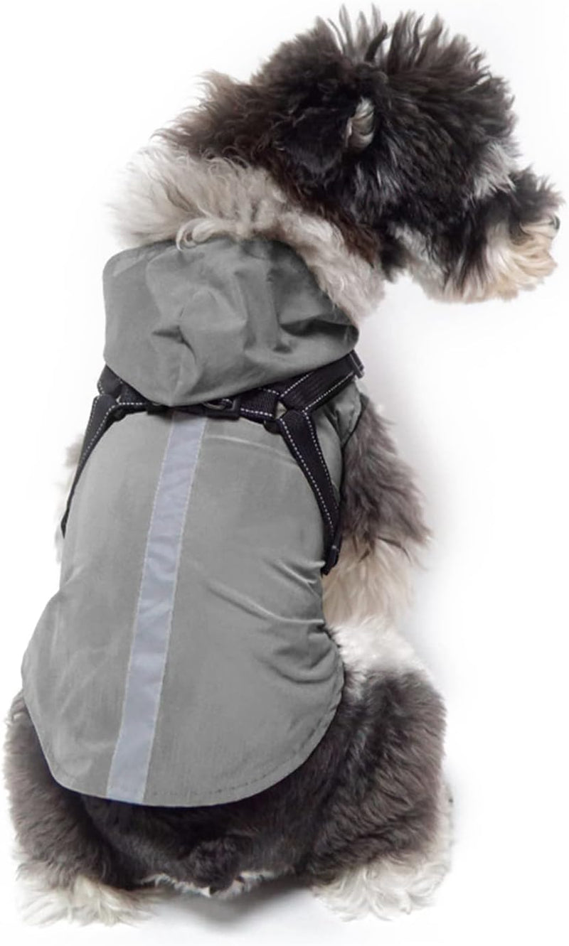 PETCUTE Hunde Regenmantel Regenjacke mit Geschirrl,Winddicht Wasserdichter Hundemantel mit Reflektie