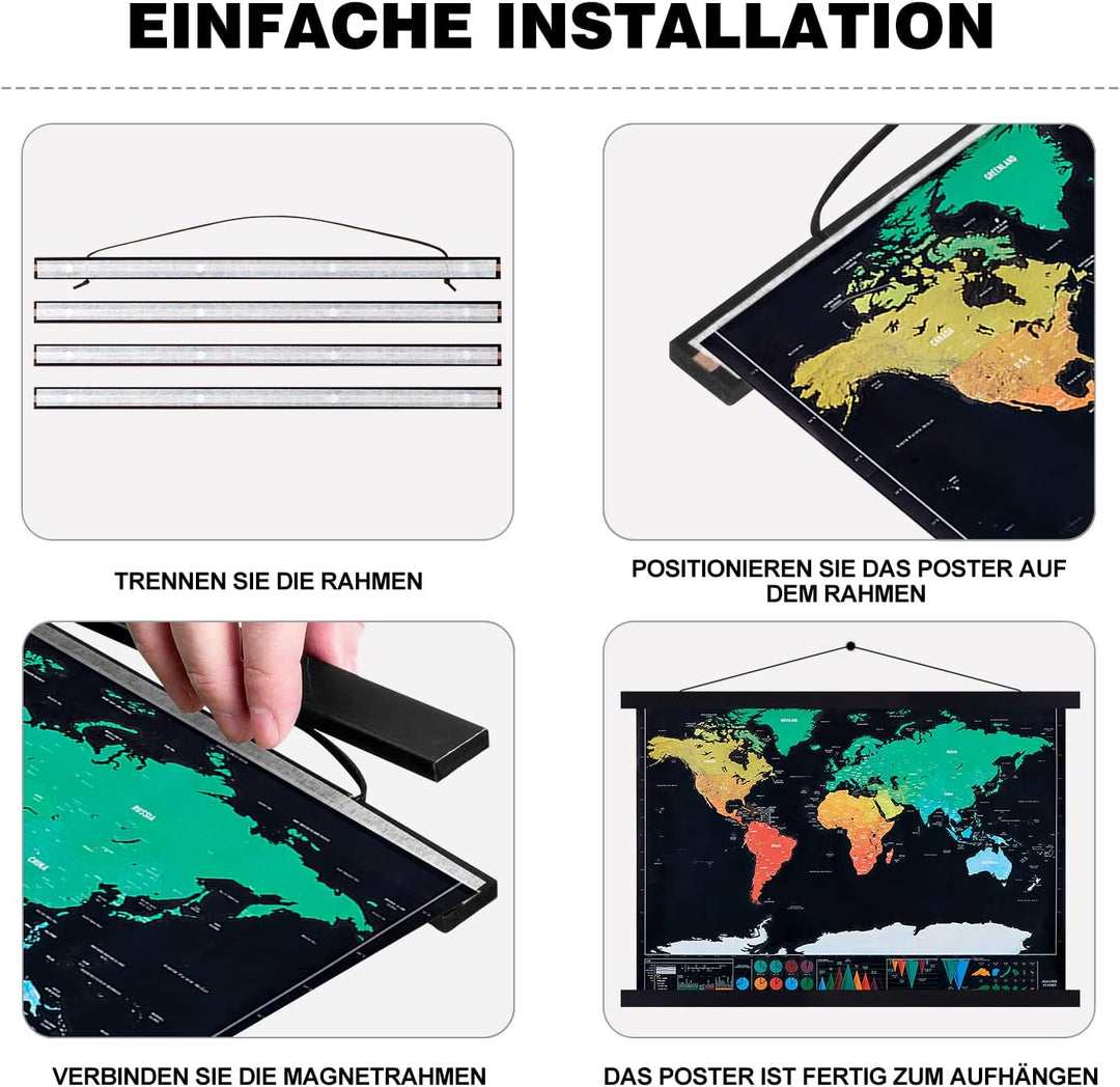 Benjia Magnetisch Posterschiene, Magnet Magnetische B2 50x70 Posterrahmen Holz Posterleiste Posterhä