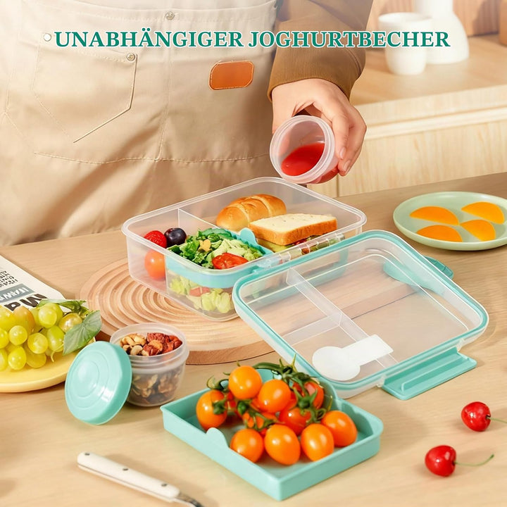 VINATO Brotdose Kinder mit Fächern, Lunchbox für Erwachsene und Kinder, Bento Box mit Tragbarem Grif