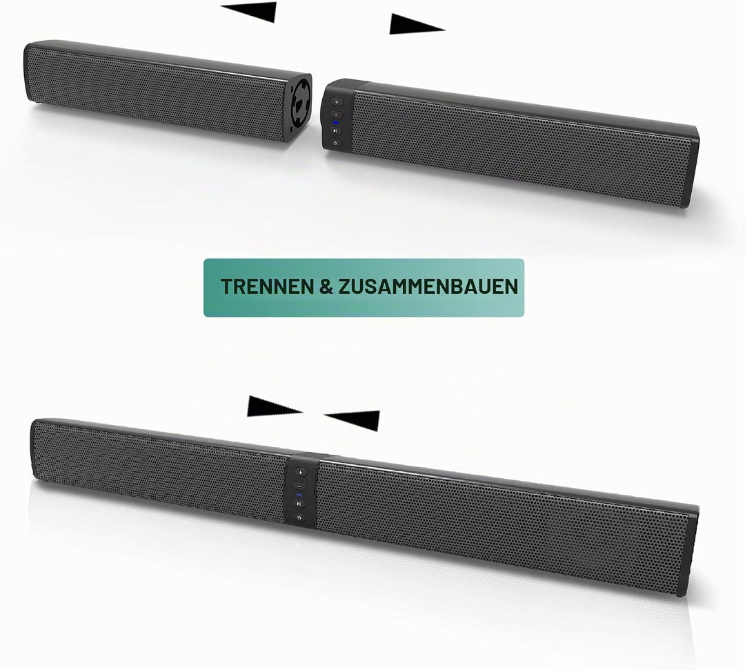 XORO 2in1-Bluetooth-Soundbar HSB 55 mit 4x5 Watt Leistung, kompaktes Design, als Separate Stereo-Lau