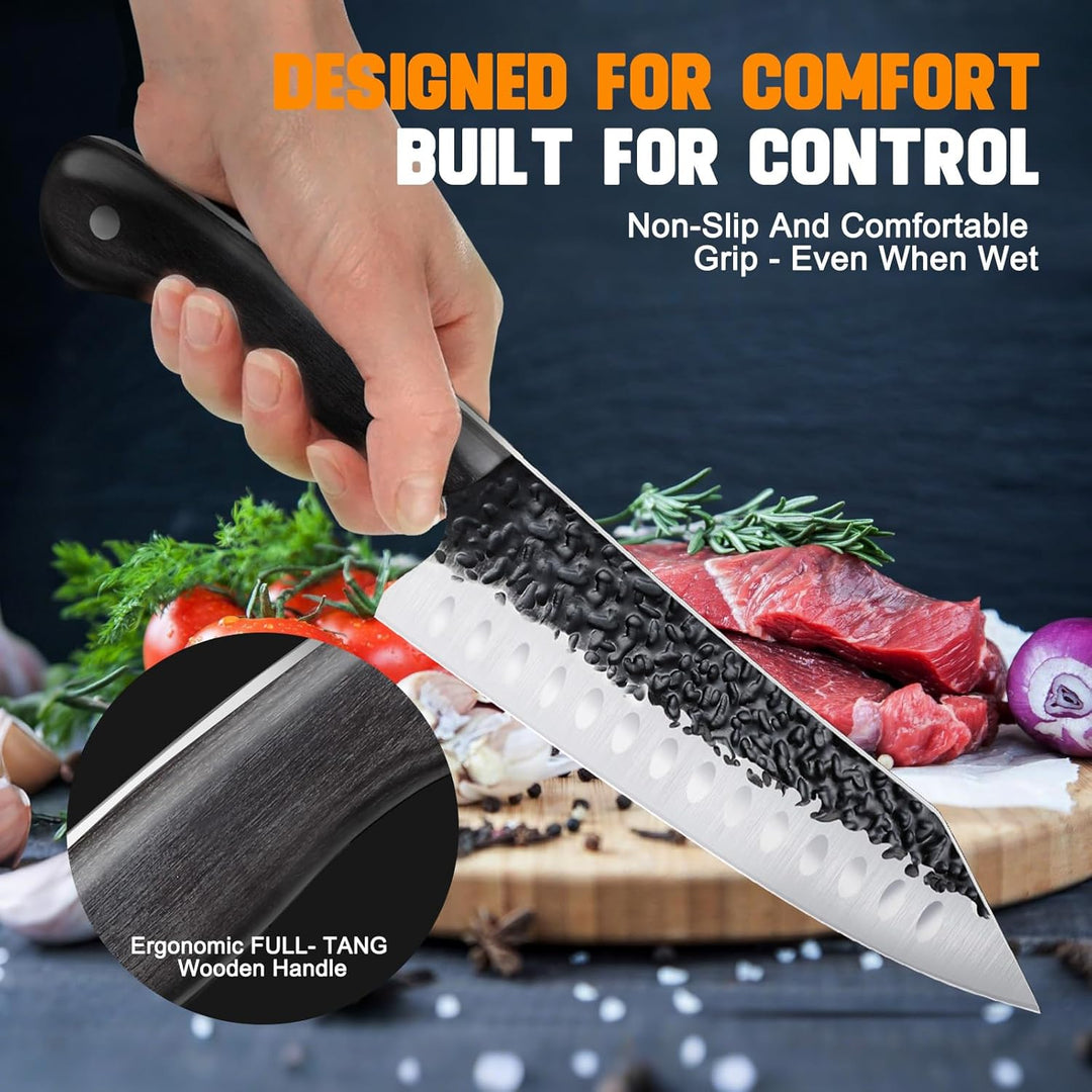 Purple Dragon Santoku-Messer Professionelles Kochmesser Schneidemesser aus Hochwertiger Kohlenstoffs