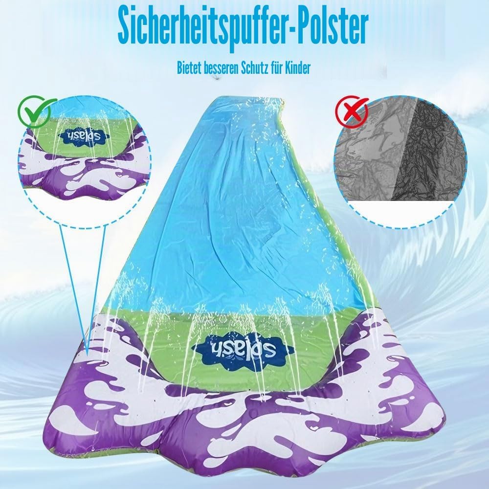 Wasserrutsche Garten für Kinder, 15.8ft/480cm Aufblasbare Wasserrutsche mit 2 Bodyboards, Single Was