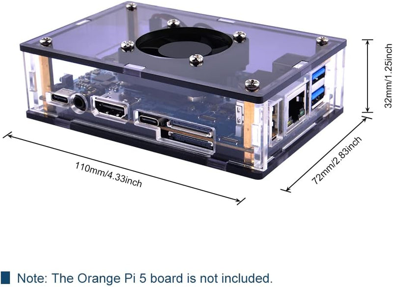 GeeekPi Orange Pi 5 Basic Starter Kit,Orange Pi 5 Case with 40mm Fan,Heatsinks,18W 5V 3.6A Power Sup