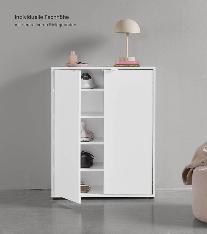 mokebo Schuhschrank 'Der Concierge' (74x95 cm) aus Holz, Schuhregal mit Zwei Türen, Aufbewahrungssch