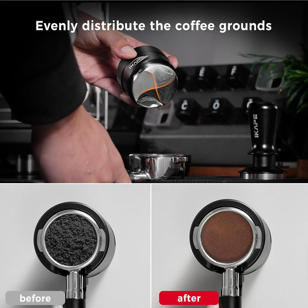 IKAPE Kaffee Produkte, 53MM Kaffee Verteiler, Schwerkraft Adaptive Espresso Verteiler Passt alle 53M