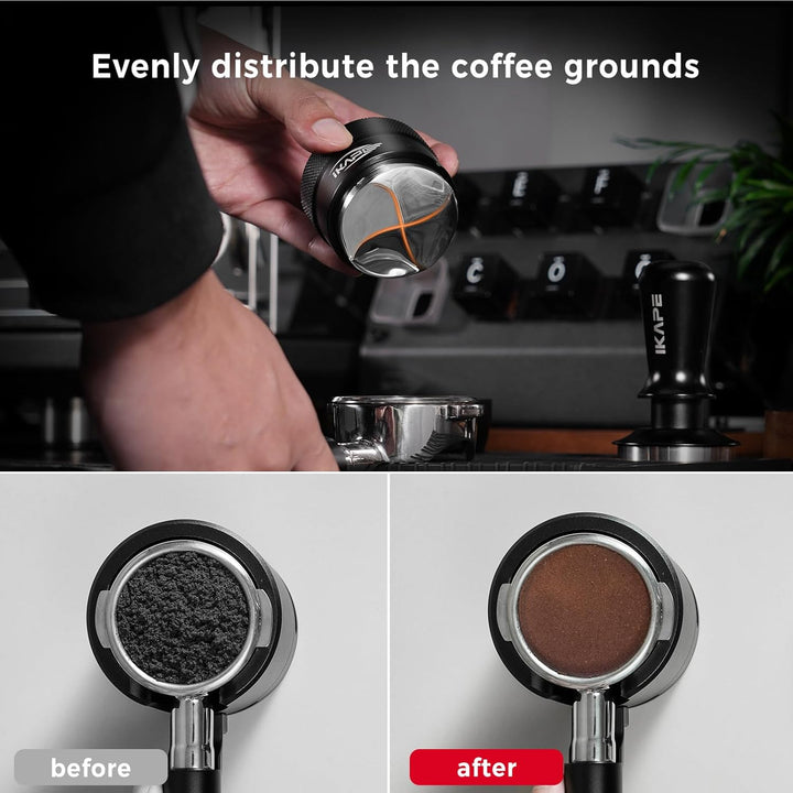 IKAPE Kaffee Produkte, 53MM Kaffee Verteiler, Schwerkraft Adaptive Espresso Verteiler Passt alle 53M