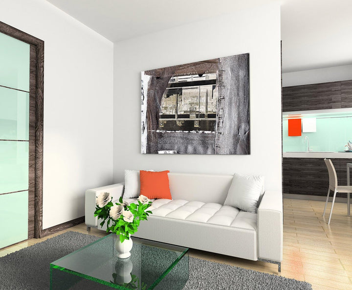 Paul Sinus Art 80x60cm Fotoleinwand Leinwanddruck Kunstdruck Wandbild braun grau beige gemalt