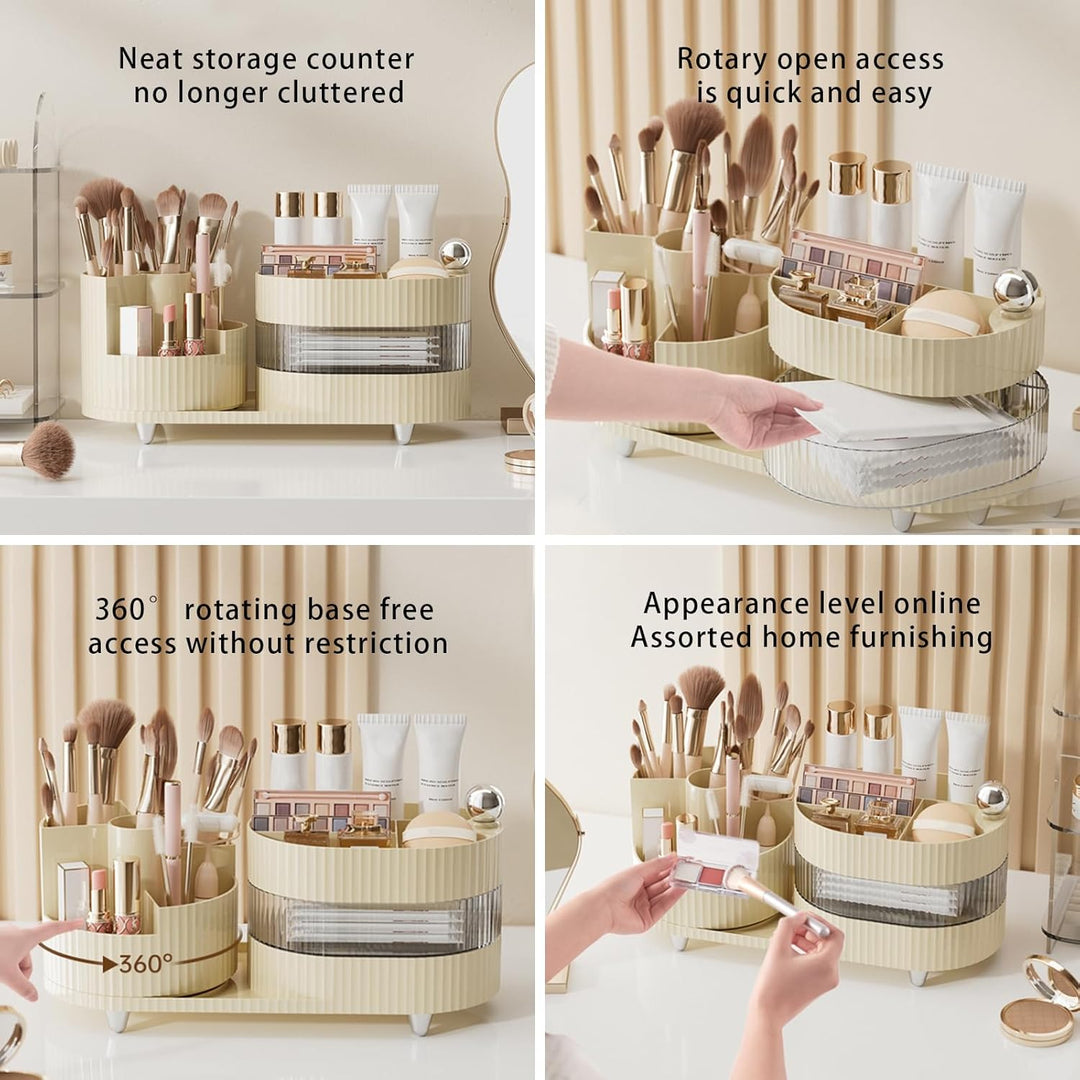 DASITON Make up Kosmetik Organizer,360° Drehbarer Make Up Pinsel Organizer,Grosser Kapazität Kosmeti
