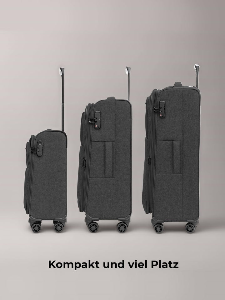 REDOLZ Koffer-Set 3-teilig für Damen & Herren | leichte & stabile Reise-Trolleys, hochwertiges Softc