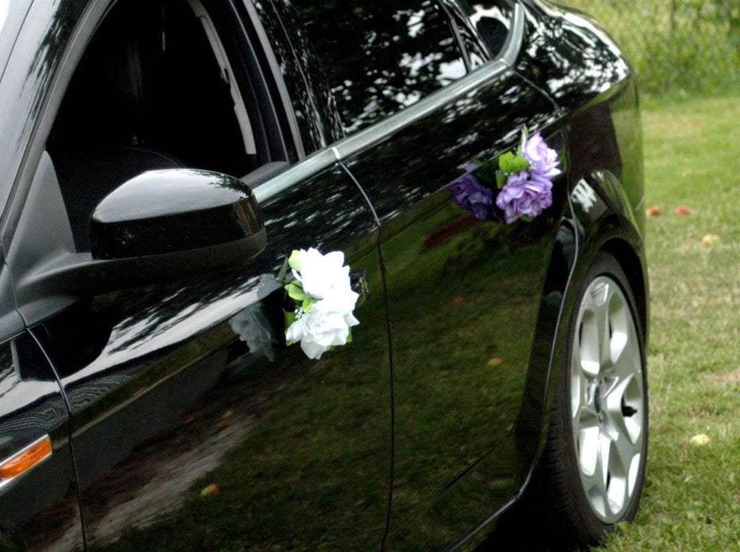 DOPPEL Herz Auto Schmuck Braut Paar Rose Deko Dekoration Autoschmuck Hochzeit Car Auto Wedding Deko