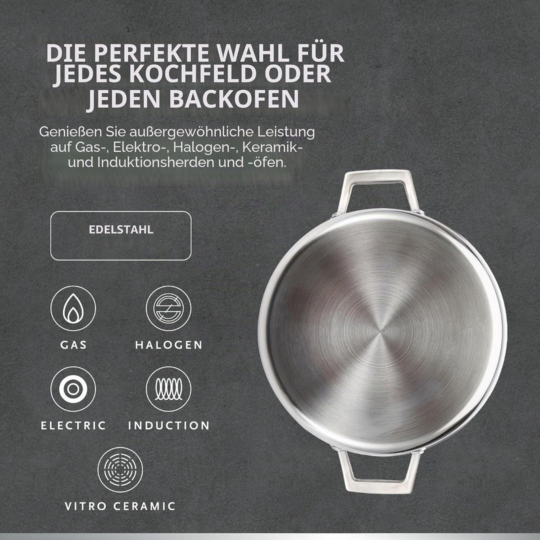 MasterPro Hi-Tech 3 | Topf 24 cm | Edelstahl mit Wabenstruktur | 3-Fache Beschichtung | Küchenutensi