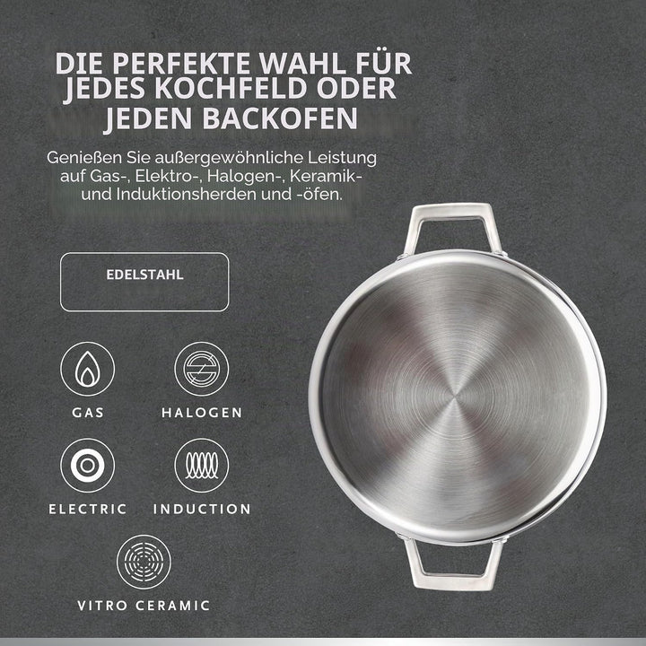 MasterPro Hi-Tech 3 | Topf 24 cm | Edelstahl mit Wabenstruktur | 3-Fache Beschichtung | Küchenutensi