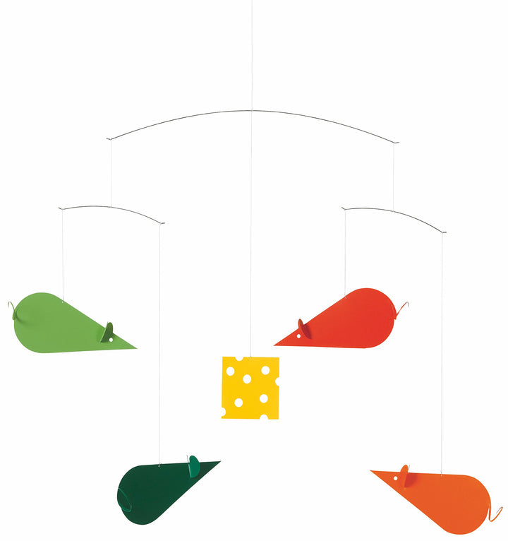 Flensted Cheese Mice, Green & orange Mobile, Stahl, Mehrfarbig, 40x50cm