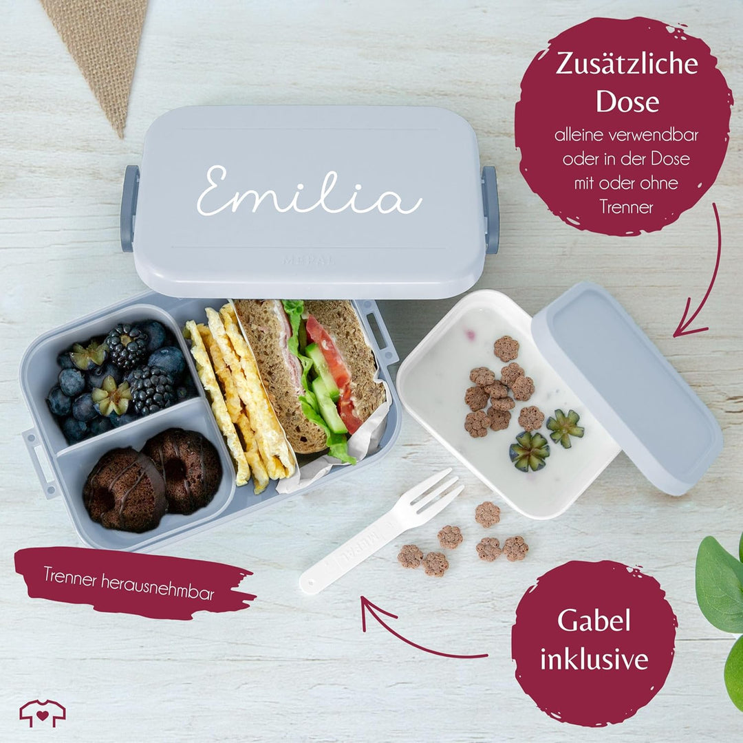 Bento Box Midi Lunchbox für Mepal Bentobox - Wunschtext - Kinder Brotdose Wunschname in Schreibschri