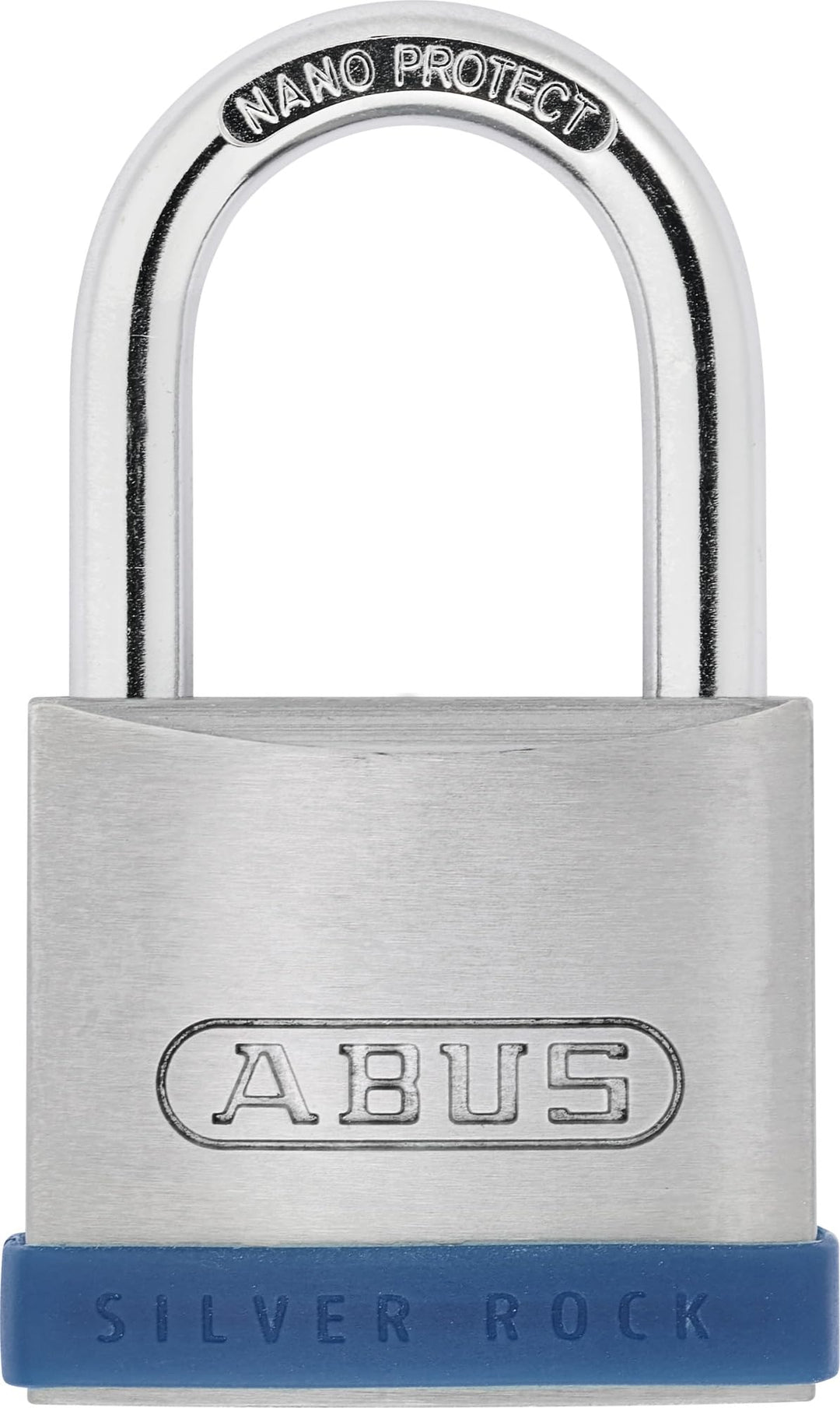 ABUS Vorhängeschloss Silver Rock 5/50 aus massivem Zink - mit Silikon Schutzrahmen - Kellerschloss u