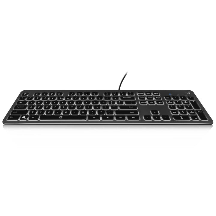Ewent EW3268 Tastatur mit LED-Hintergrundbeleuchtung, USB-Kabel, Standardgrösse, grosser Druck, ital