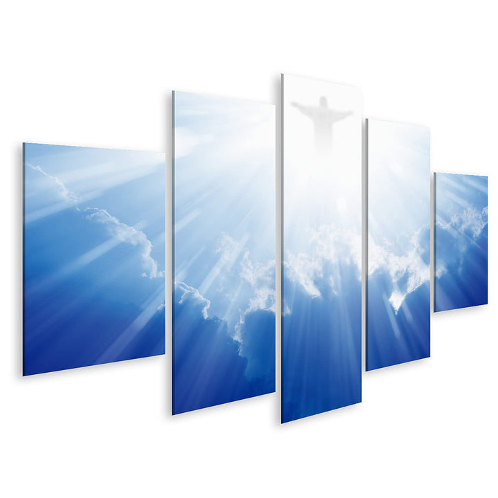 islandburner Bild auf Leinwand Helles Licht Von Jesus Christus In Den Blauen Himmel Mit Wolken Bilde