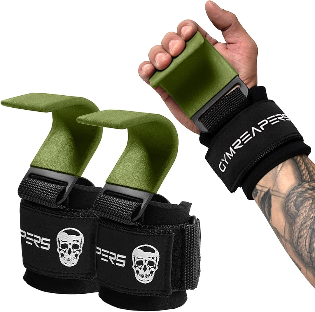 Gymreapers Weight Lifting Hooks (Pair), Heavy Duty Power Wrist Straps Hand Grip Support For Deadlift