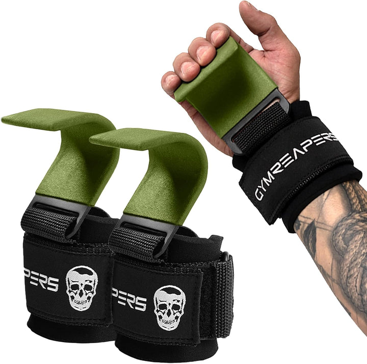 Gymreapers Weight Lifting Hooks (Pair), Heavy Duty Power Wrist Straps Hand Grip Support For Deadlift