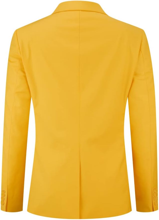 YOUTHUP Herren Sakko Slim Fit Anzugjacke für Business Hochzeit Eleganter 1 Knöpfen Blazer XXL Gelb,