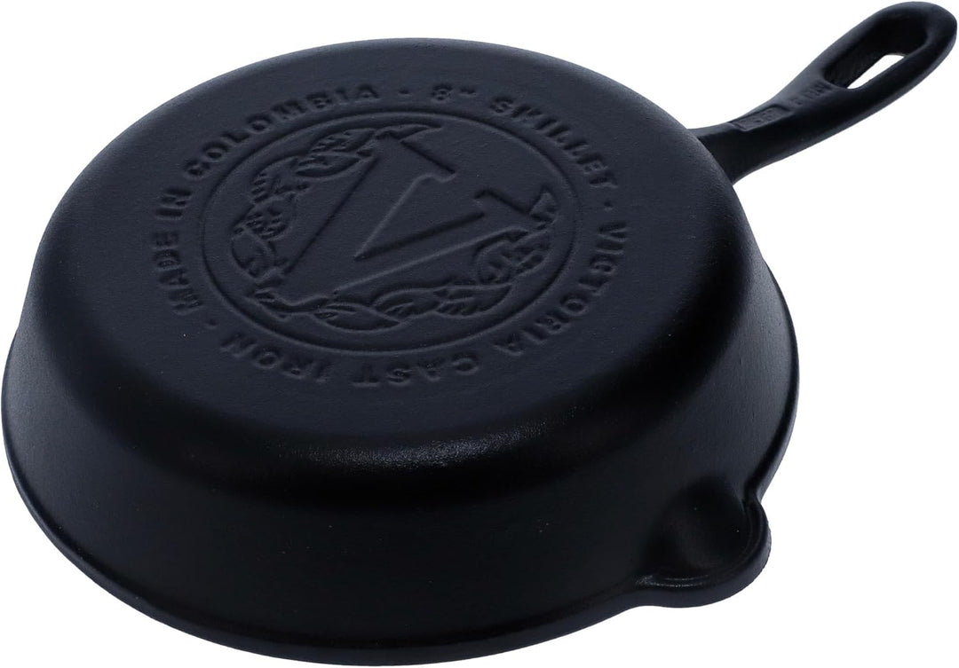 VICTORIA Bratpfanne Gusseisenpfanne Eingebrannte, Induction 20cm Geeignet für Feuer, Grill, Backofen