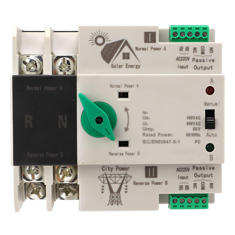 2P Dual Power Automatic Transfer Switch, Millisekunden-Schaltkreisschienenmontierter Automatischer T