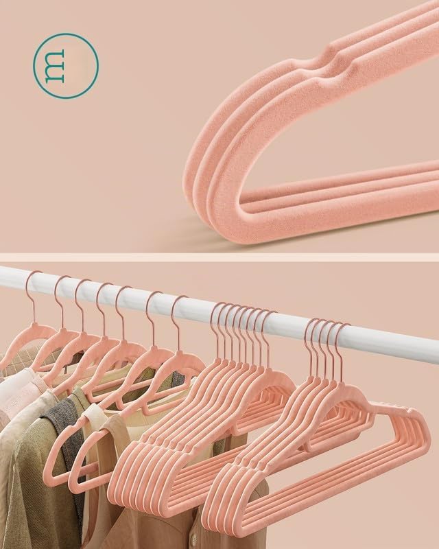 SONGMICS Kleiderbügel Samt, 30er Set, Bügel, rutschfest, kleine Stange für Krawatten, 360° drehbarer