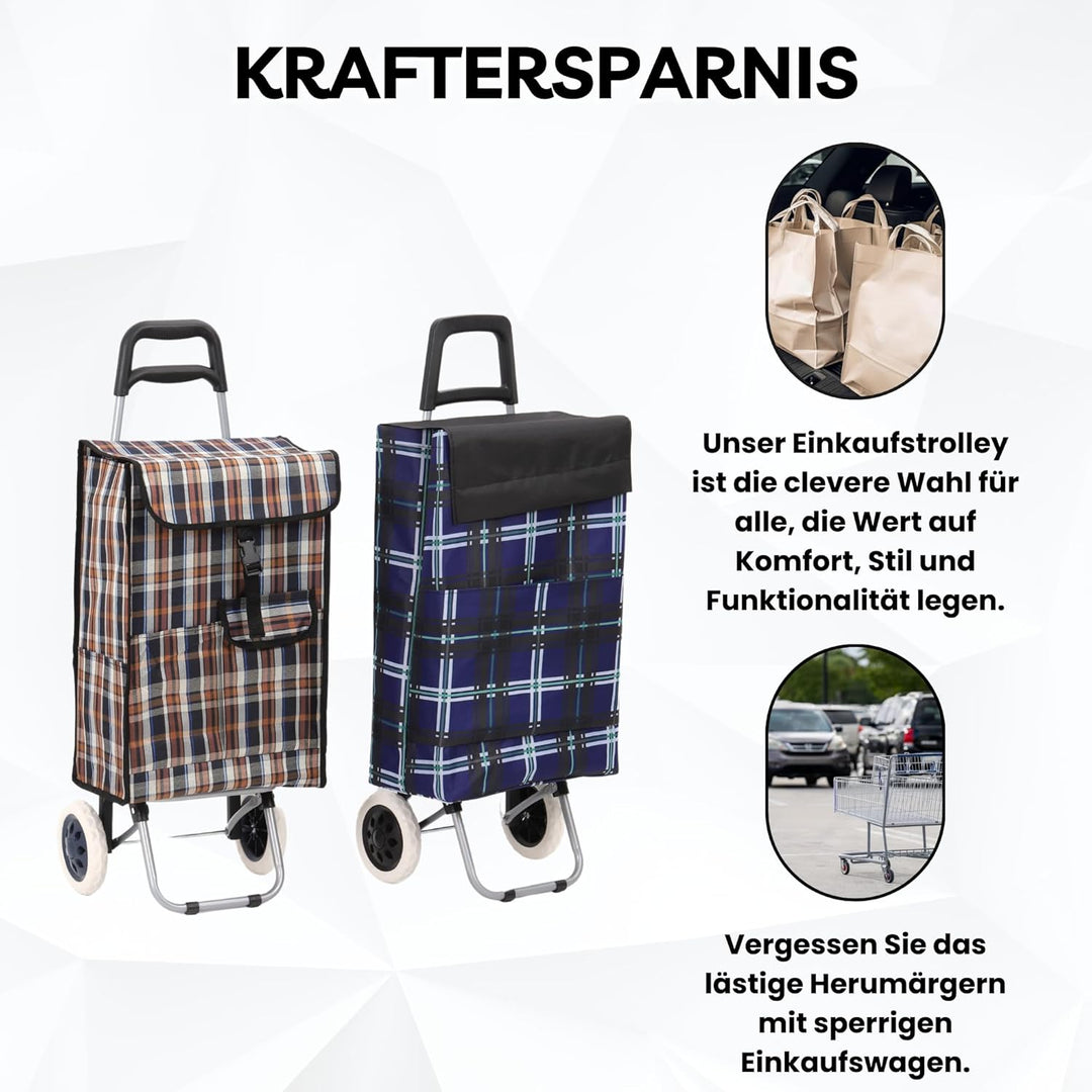 43.5Liter Wasserabweisender Trolley Einkaufstrolley Klappbar, Shopping Trolley, Einkaufswagen Faltba