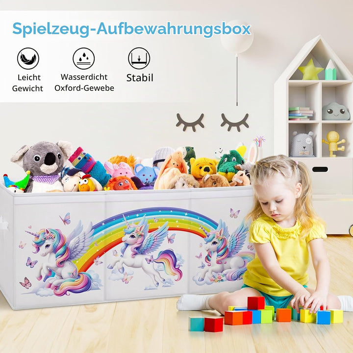 Extra Gross Aufbewahrungsbox mit Deckel Kinder, Zusammenklappbare Oxford-Spielzeugkiste mit Griff fü
