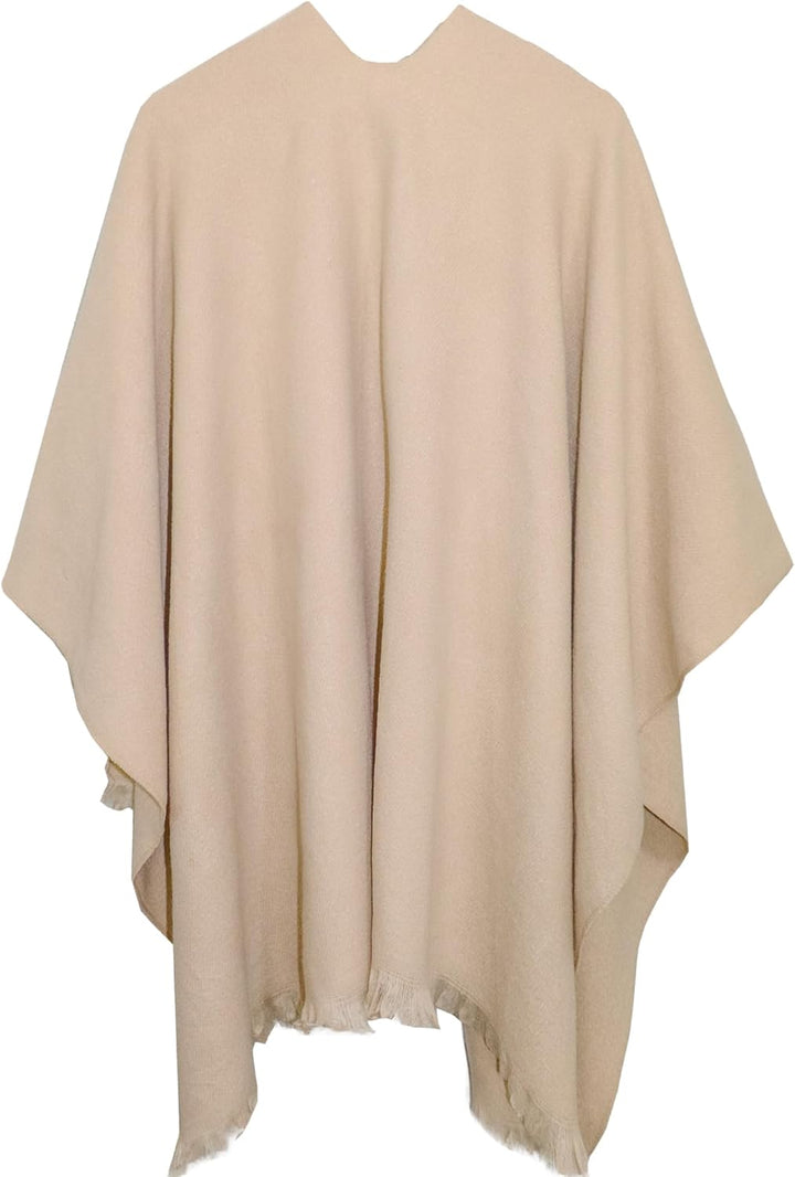 Shmily Girl Poncho Damen Strick Reversibel Cape Decke Elegant Warme Schultertuch Gestrickter Schal M