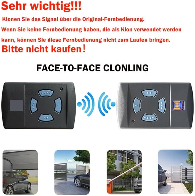 868,3 MHz Garagentoröffner, Garagentor-Fernbedienung kompatibel mit Hörmann HSM4 HSE2 HS1 HS4 HSZ1 H