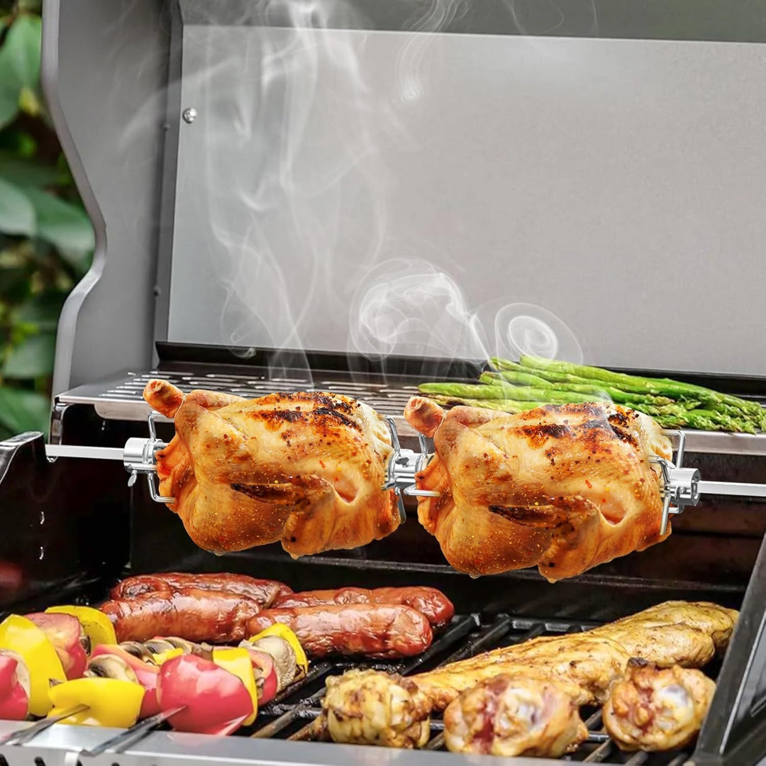 onlyfire Doppel-Fleischklammer, Fleischnadeln für Grillspiess Rotisserie, Drehspiess für 12mm Hexago