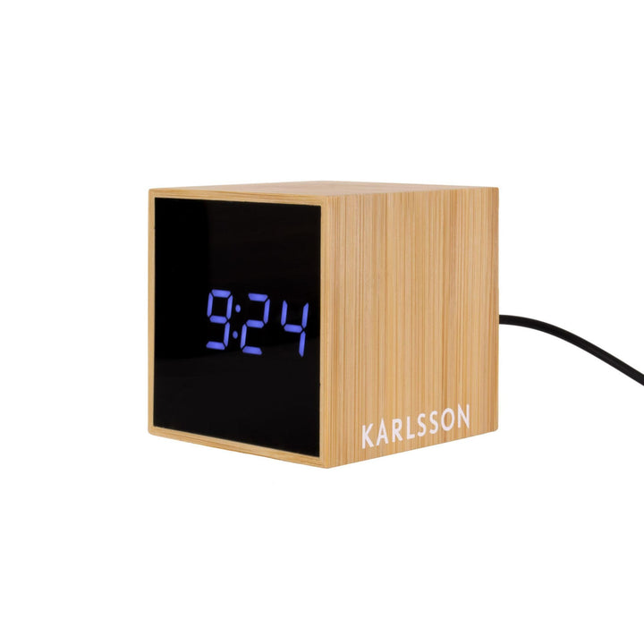 KARLSSON Alarm Clock Mini Cube Bamboo 6,3 x 6,3 x 6,3cm, Excl. 3X AAA Battery