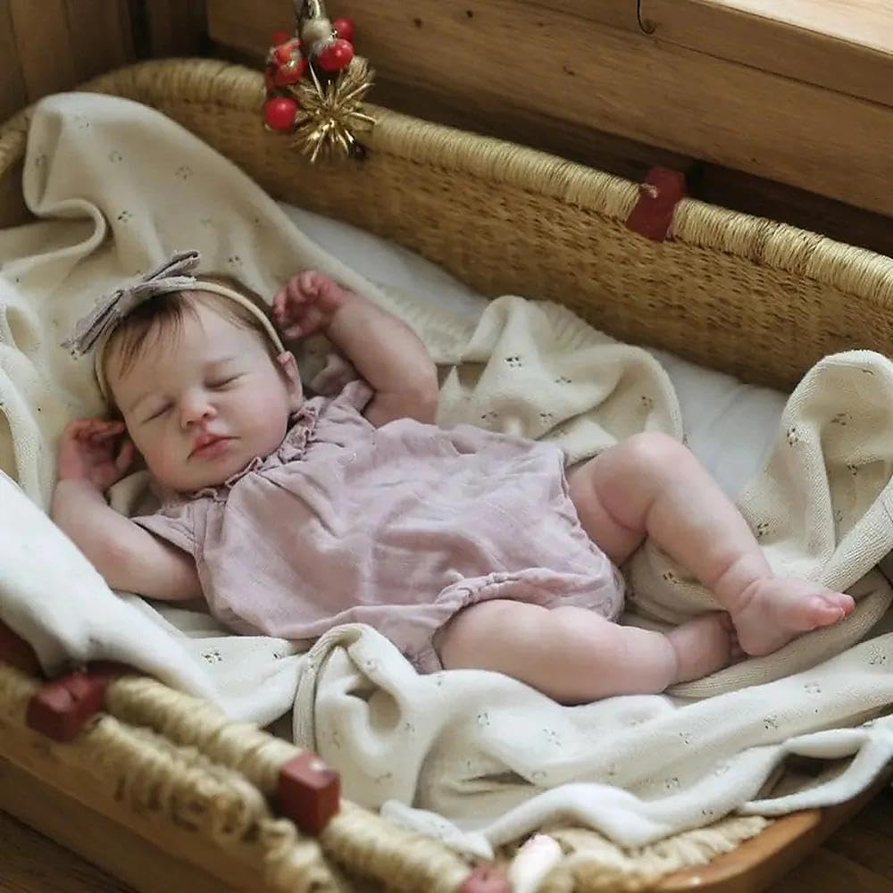 Zero pam Lebensecht Reborn Baby Mädchen Vollsilikon Puppe, 45 cm Reborn Babypuppe Wie Echtes Baby, V