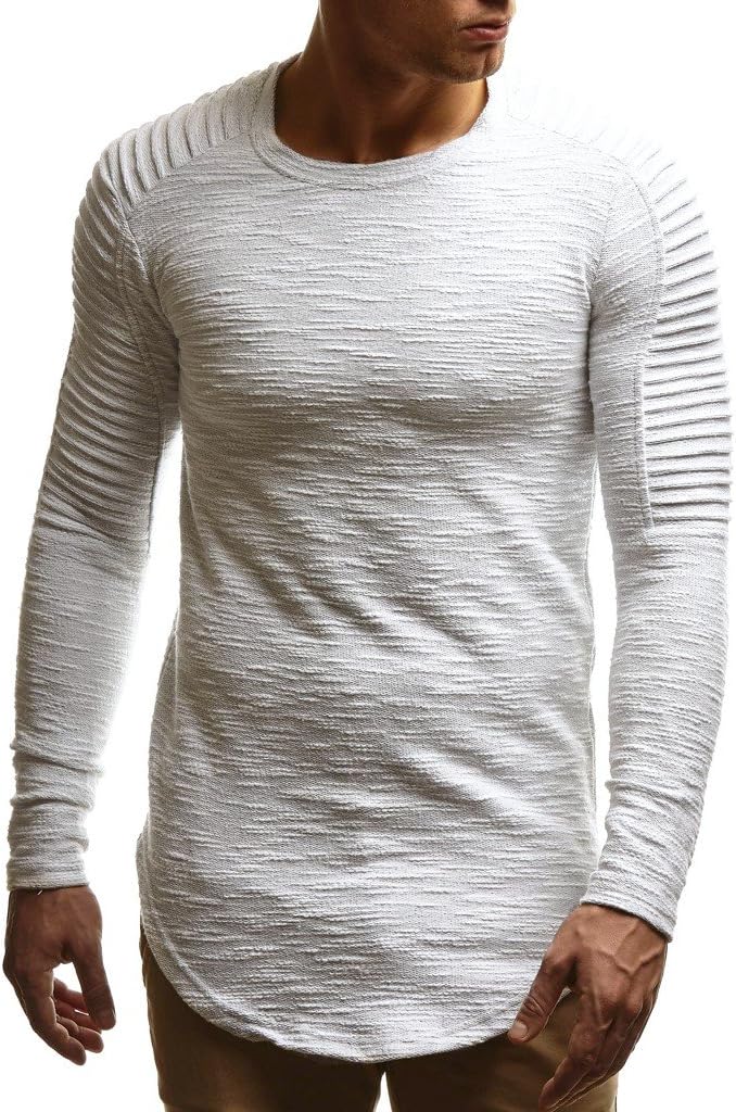 Leif Nelson Herren Pullover Rundhals-Ausschnitt Schwarzer Männer Longsleeve dünner Pulli Sweatshirt