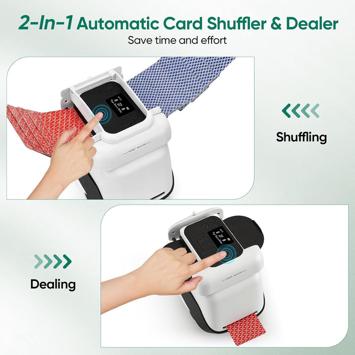 Kartenmischmaschine mit Austeilen, 360° Drehung für 1–4 Decks, Automatischer Kartenmischer und Auste