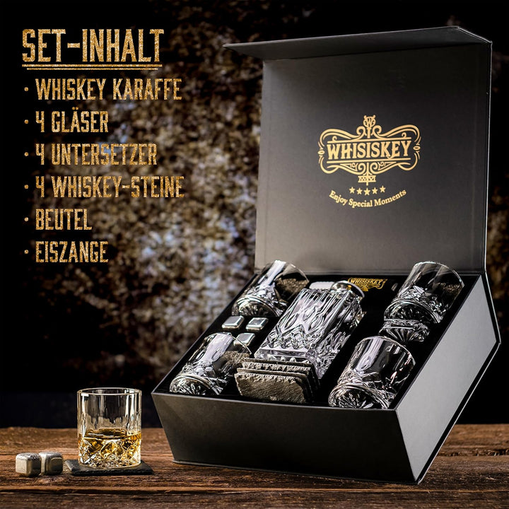 Whisiskey - Whiskey Karaffe - Classic - Dekanter - Whisky Karaffe Set - 800 ml - Geschenke für Männe
