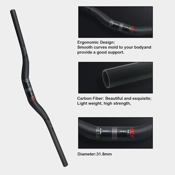 RXL SL 31.8 MTB Downhill Lenker 3K matt Lenker Carbon Riser MTB Lenker Carbon 680mm Rot X-3K matt Ri