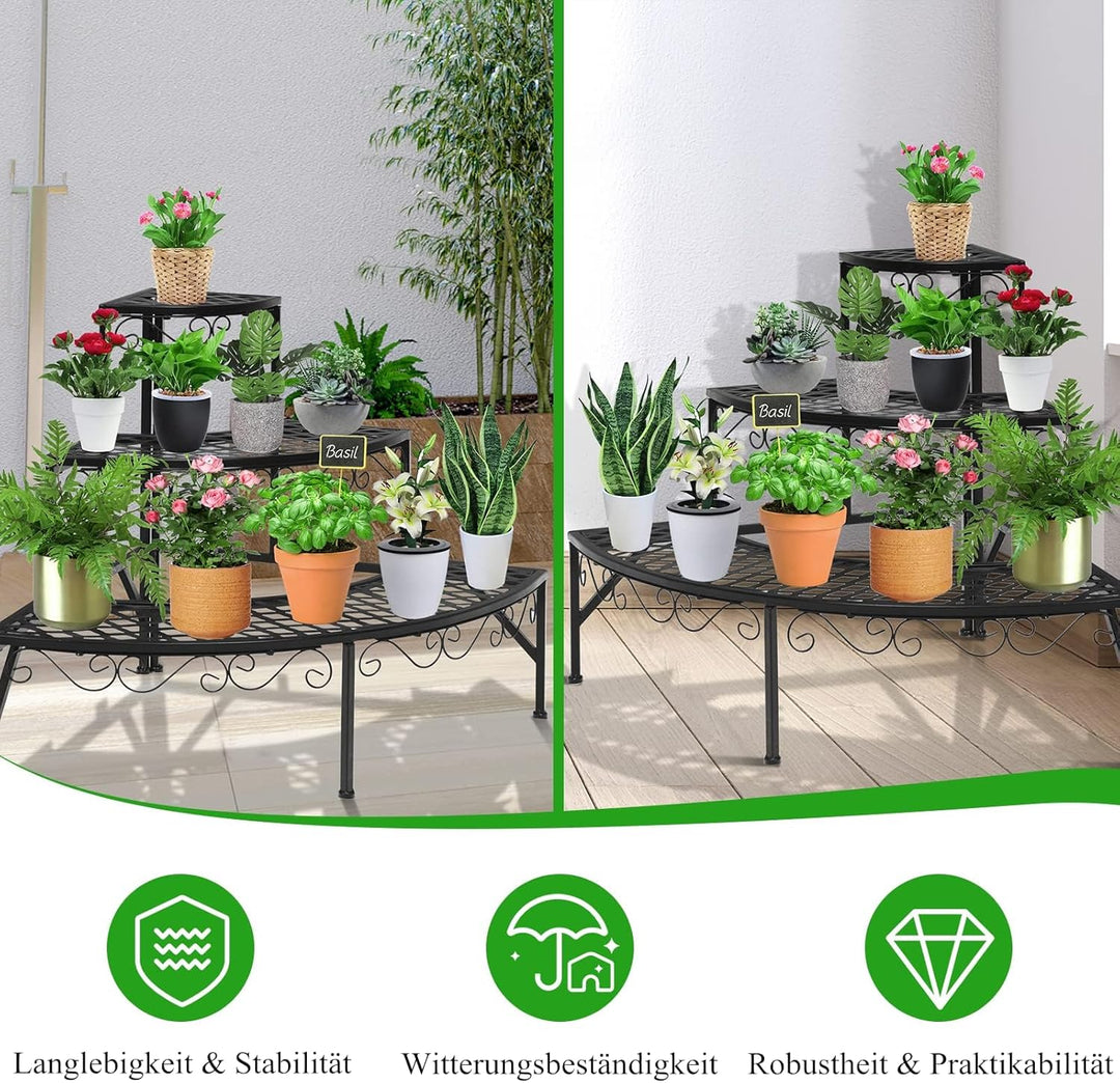RELAX4LIFE Blumentreppe 3-stufig, Blumenregal aus Metall, Blumenständer mit 3 Ebenen, Pflanzenstände