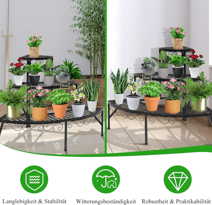 RELAX4LIFE Blumentreppe 3-stufig, Blumenregal aus Metall, Blumenständer mit 3 Ebenen, Pflanzenstände