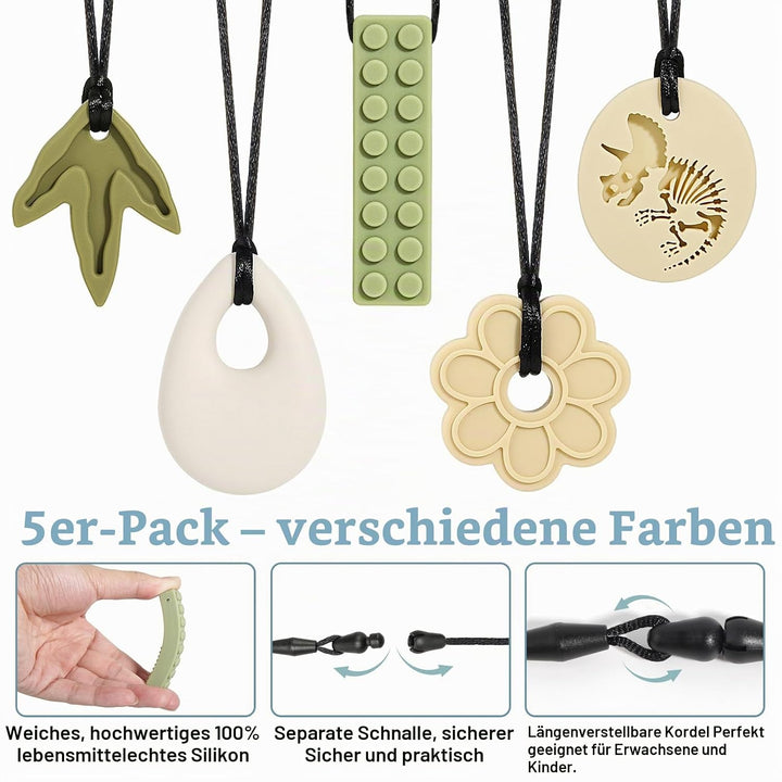CLDY Kaukette für Kinder, 5er-Pack sensorische Kauketten, Autismus-Spielzeug für Jungen und Mädchen,