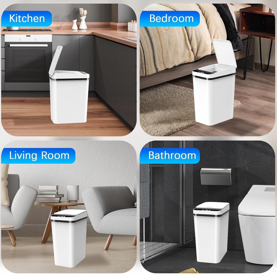 2er Set Mülleimer Bad mit Sensor, 10L Elektrischer Mülleimer mit Deckel, Automatischer Mülleimer für