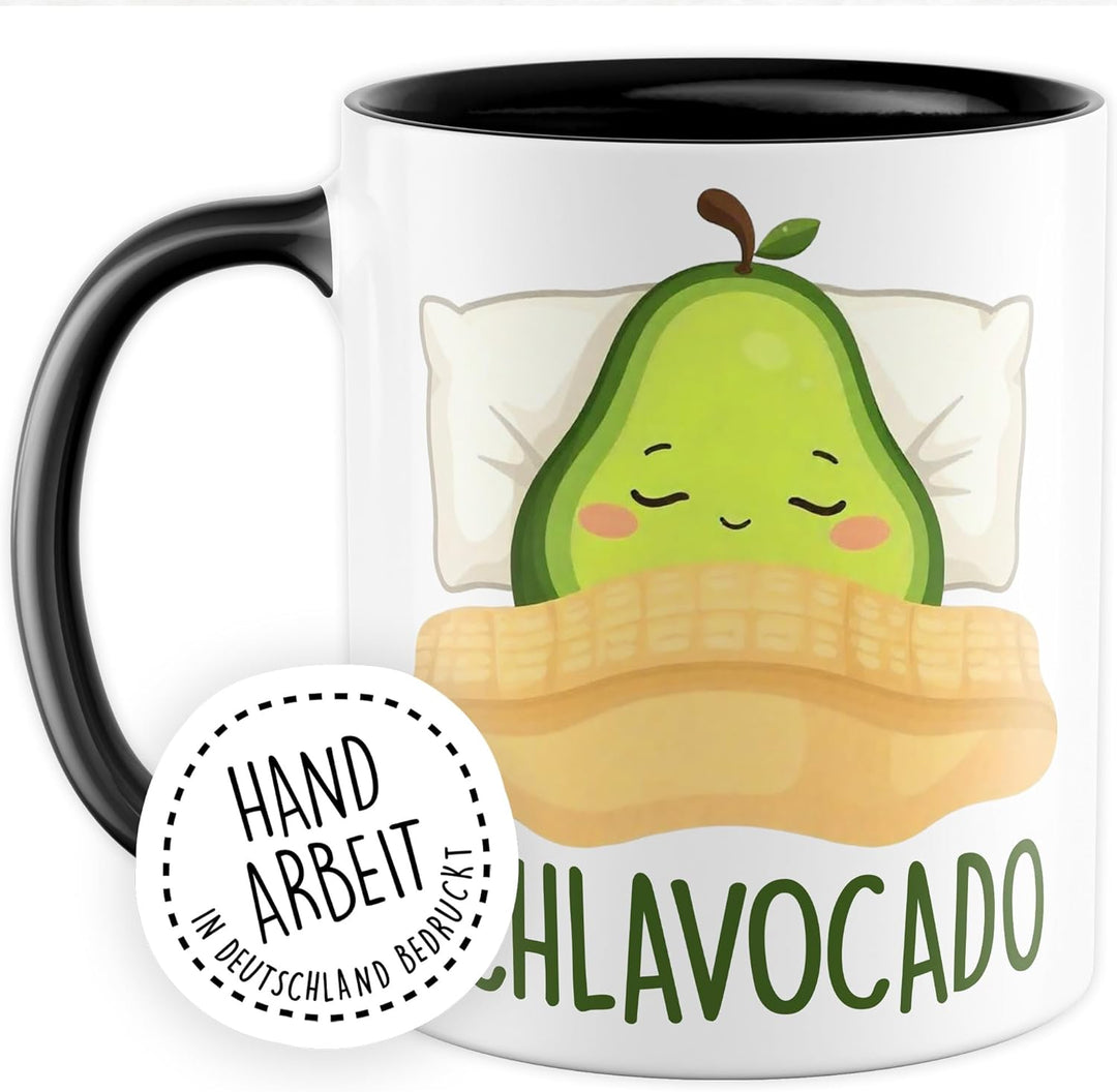 Avocado Tasse mit Spruch – Geschenk Schlavocado – Kaffeetasse 330ml aus Keramik – Schlafen Müde Slee
