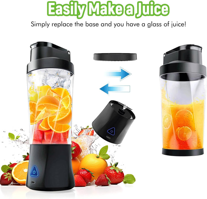 Tragbarer Mixer 700ml Smoothie Maker to Go, Tragbarer Entsafter mit 6 Klinge und USB Wiederaufladbar