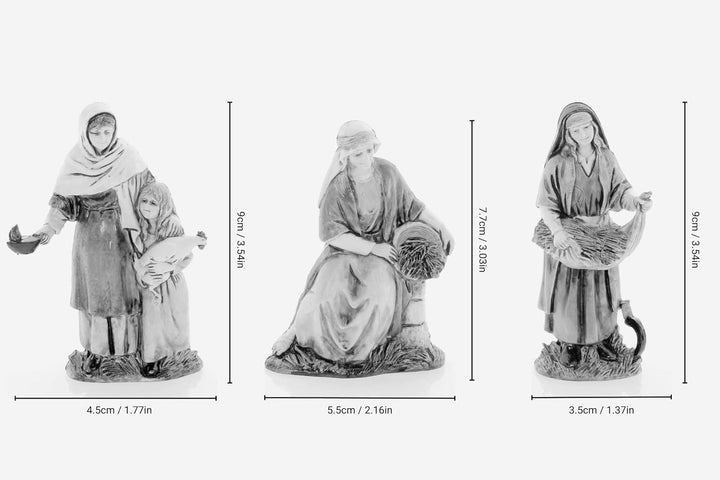 Moranduzzo Set mit 3 Bäuerinnen für Krippe 10 cm Massstab 1:20 – Standard 10 – Unzerbrechliche Figur