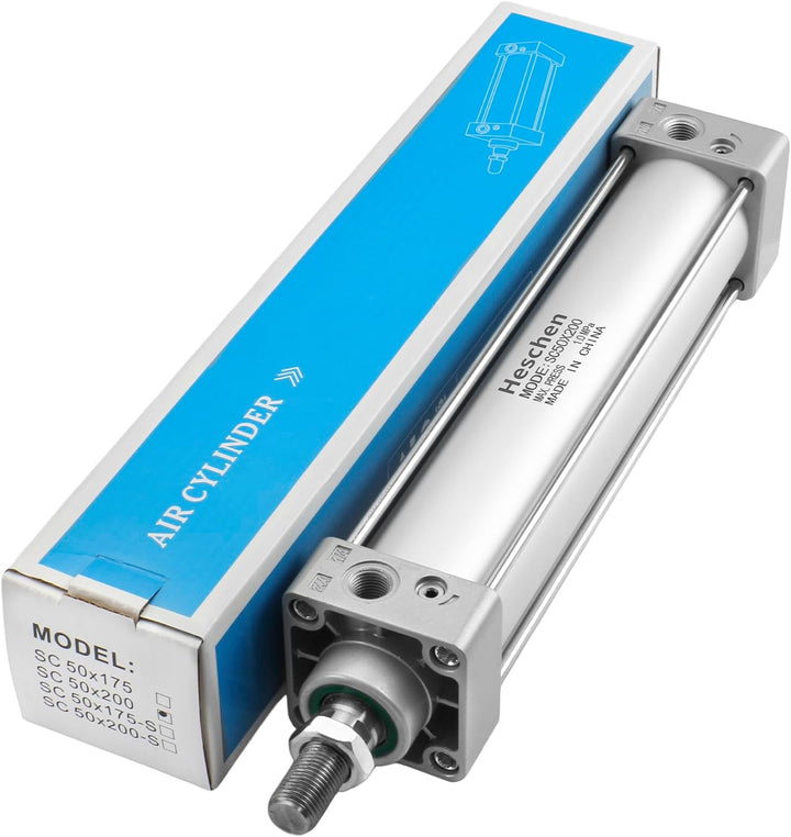Heschen Pneumatischer Standard-Luftdruckzylinder, SC 50-200, PT1/4 Anschluss, 50mm Bohrung, 200mm Hu