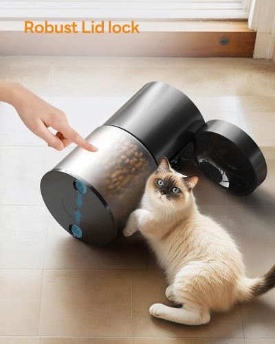 Futterautomat Katze: 6L Katzenfutter Automat mit Fütterungsprogramms Timer -10s-Ruf zum Essen - Futt