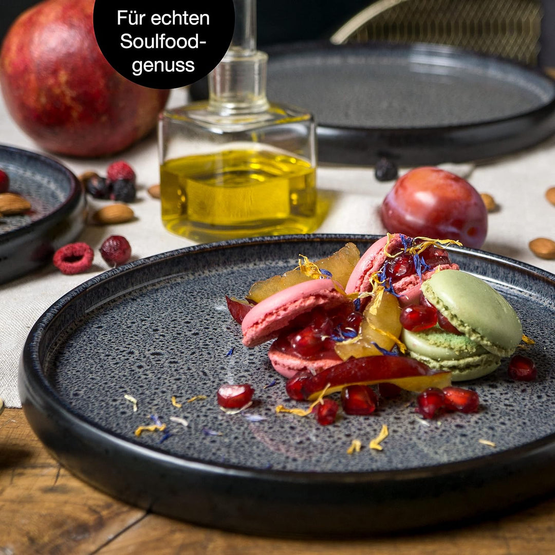 Moritz & Moritz SOLID 4x Kleine Teller 21 cm - Steinzeug Teller Set als Dessertteller, Kuchenteller,