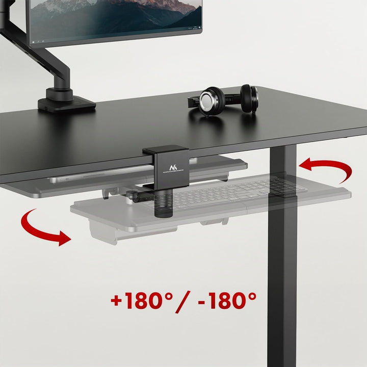 Maclean MC‑108 B Tastaturhalter unter Schreibtisch | Einstellbare Neigung und Kurbel + Handgelenkauf
